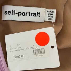 Self Portrait NWT Lilac Lace panel midi Dress size 8